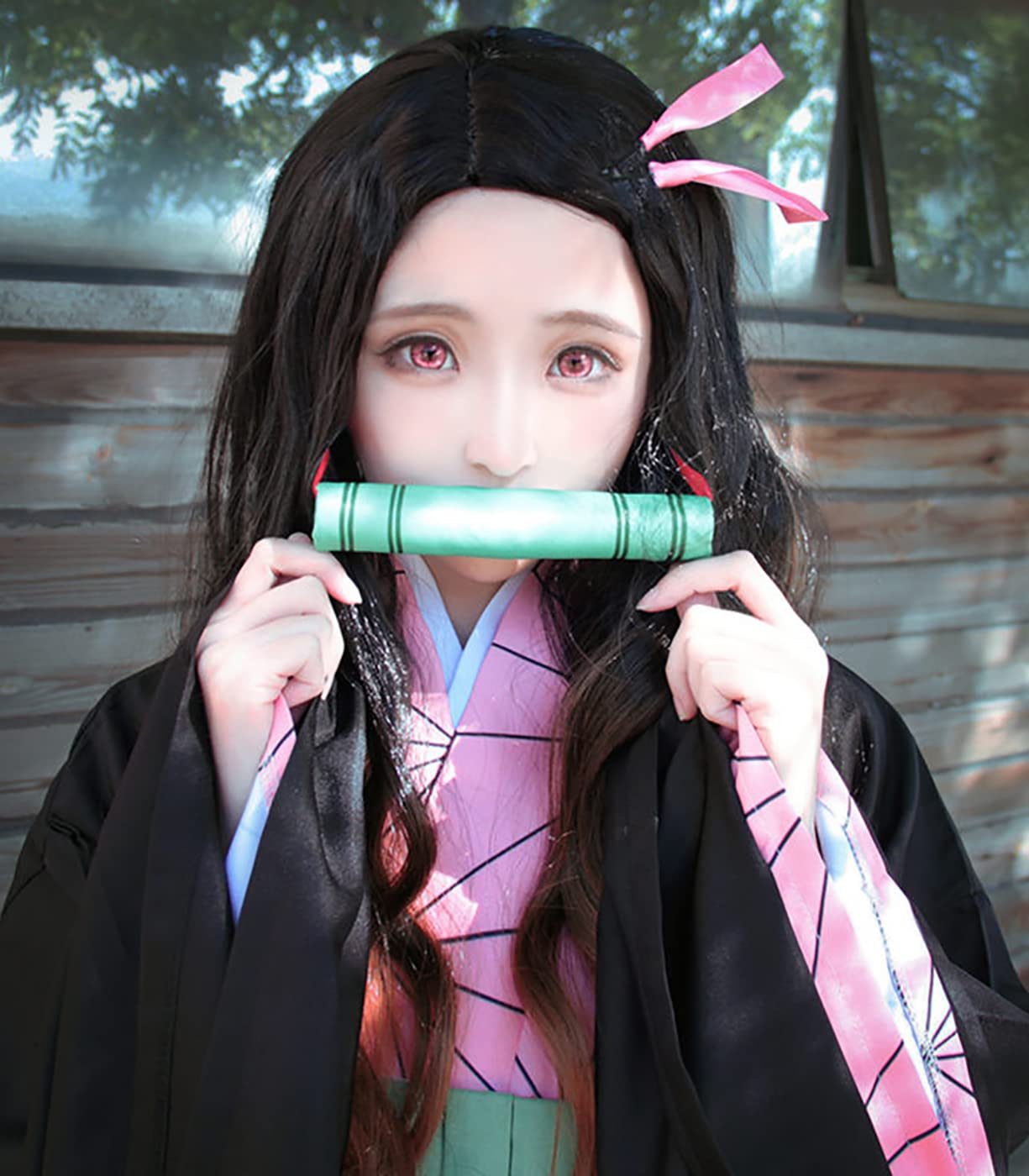 Demon Slayer Kamado Nezuko Cosplay Costume pour enfants, uniforme Kimono japonais pour filles, Halloween Kimetsu no Yaiba Costumes pour enfants / Accessoires de cosplay