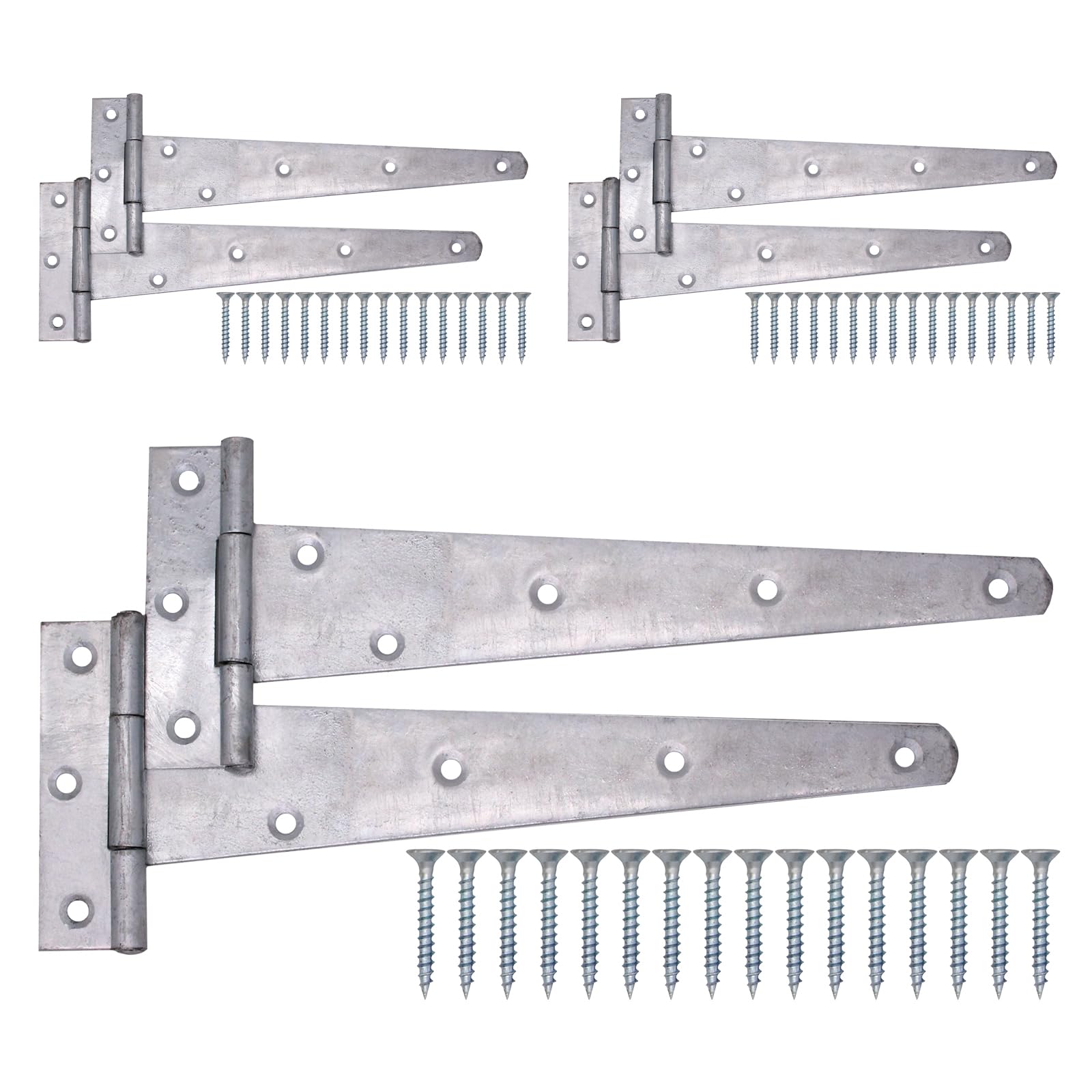EAI Galvanised Gate Tee Hinges - 350mm / 14 Inch Heavy Duty T Hinges for Wooden Gates, Doors & Sheds - 6 Pack