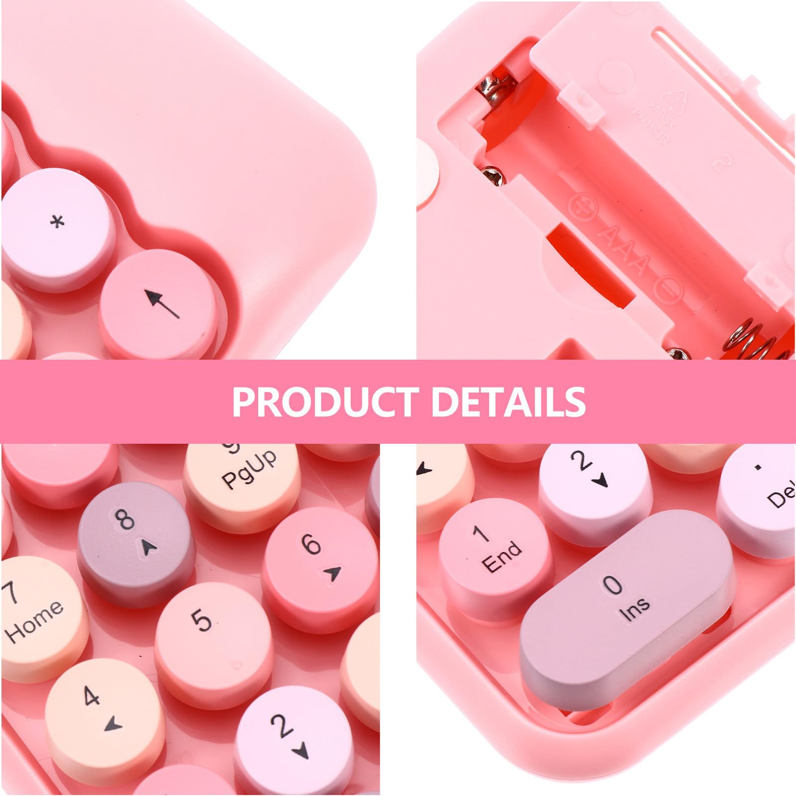 Hemobllo Tastierino Numerico Wireless Mini Rosa Abs 18 Tasti Ufficio | 2, 4g per Notebook, Tasto Backspace Pratico, Formato Compatto per Uso su Scrivania