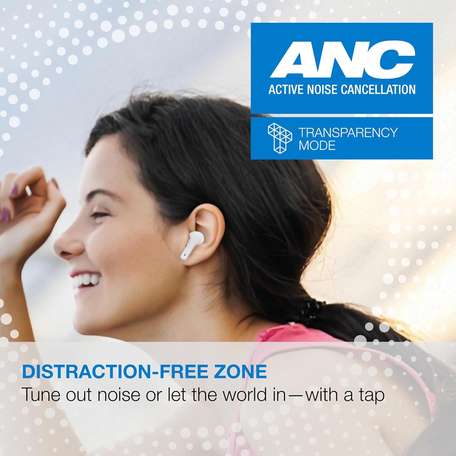 iLive Electronics IAEBT411W in-Ear Active-Noise-Canceling True Wireless Bluetooth Earbuds with Microphones and Charging Case, Sweatproof, Touch Controls, White