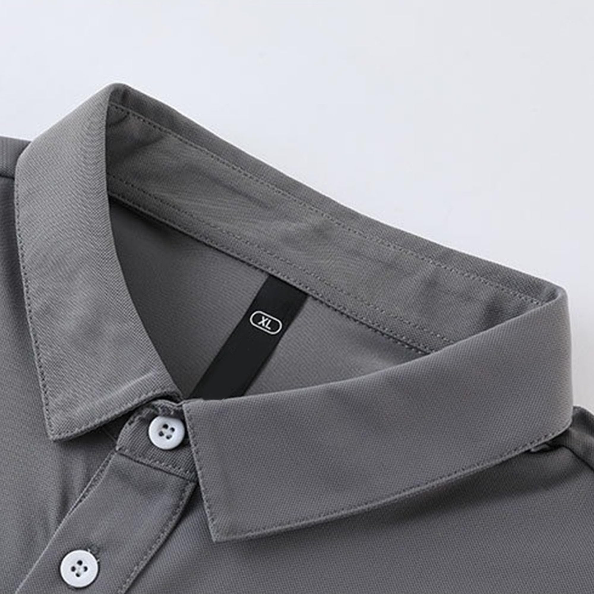 Men Sweating Quick Drying T Shirts Classic Suit Collar Slim Pullover Tops Summer Simple Casual Sport Fitness Shirt (Grey,XX-Large)