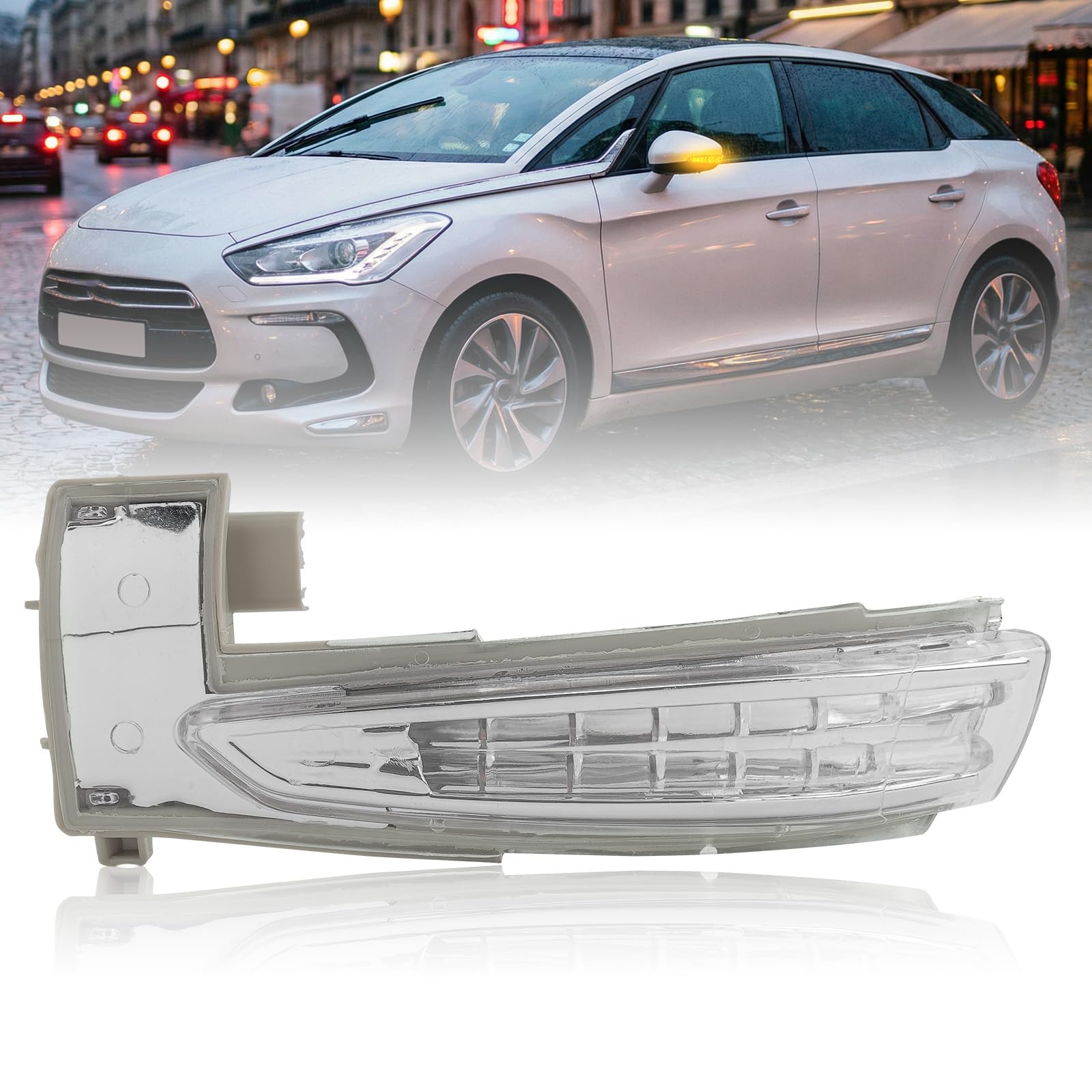 Baceyong Lampe de clignotant de rétroviseur de voiture, 4068916, 6202869, 6325J5, 6325J4Compatible avec Peugeot 508 2010-2018 Citroen DS5 2011-2015 C4 2013-2016, Côté conducteur gauche