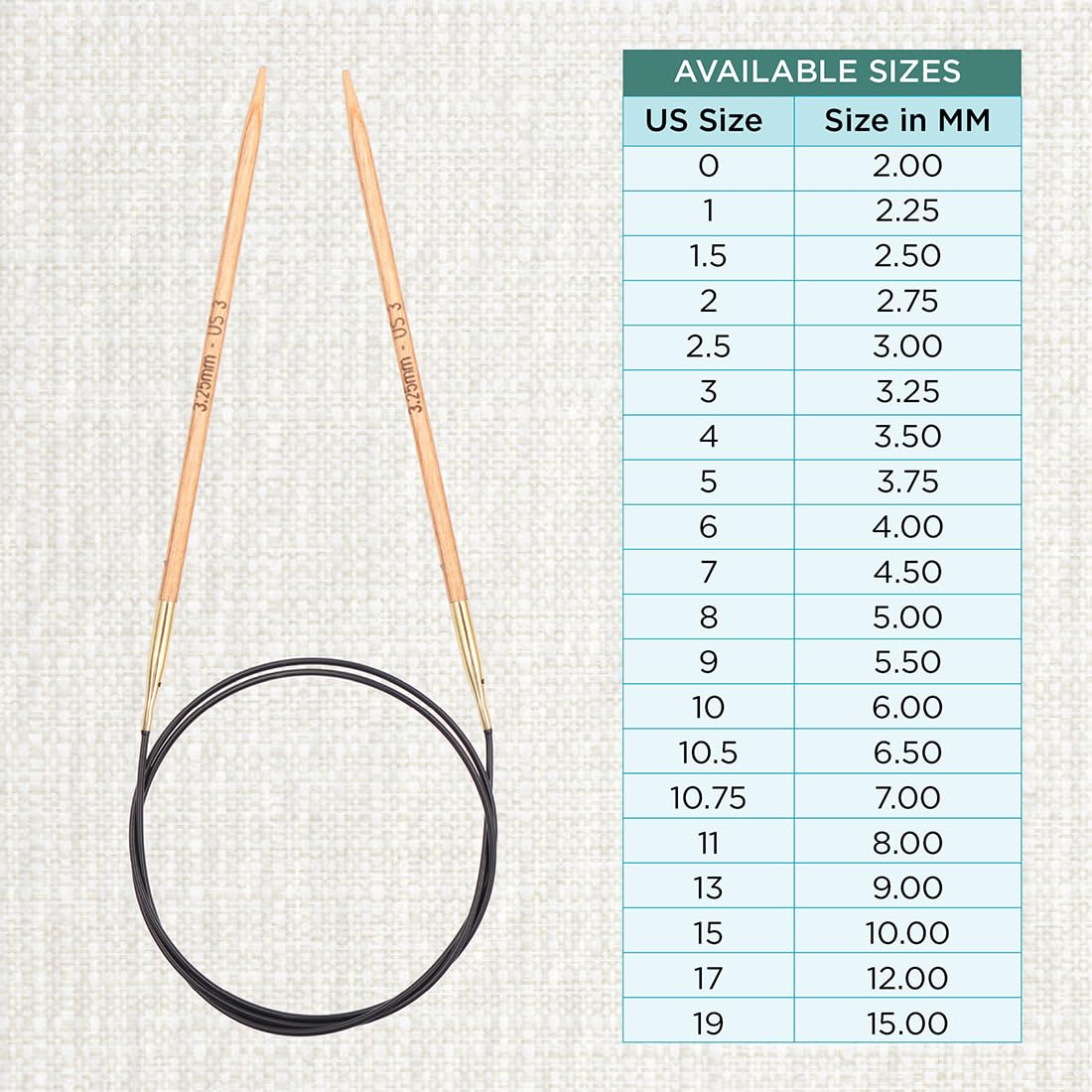 KnitPro Basix-Ferri da maglia circolari normali intercambiabili, in betulla, multicolore, 11,6 cm x 7 mm
