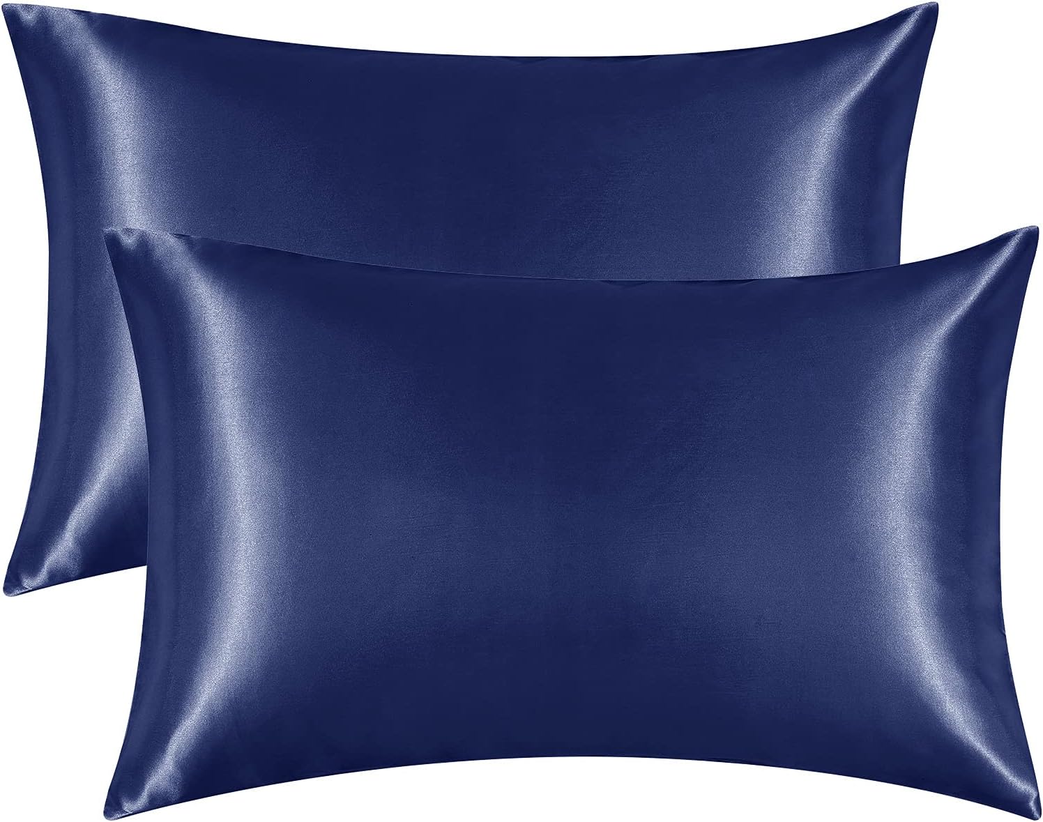 EHEYCIGA Satin Pillow Cases 2 Pack Navy Blue, Silky Pillowcases for