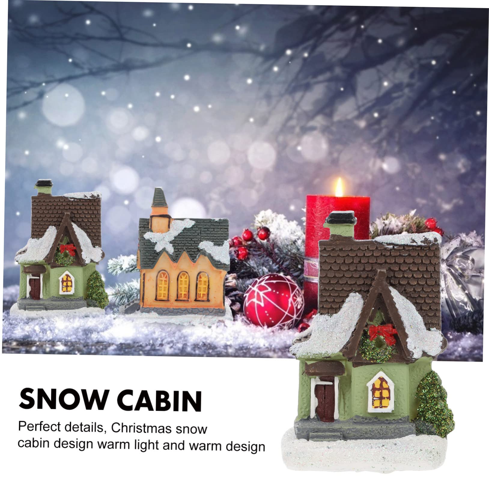 6 piezas de casa luminosa de Navidad cabaña iluminada de Navidad casa en miniatura pueblo decoración de Navidad con decoración rústica ligera figuras en miniatura mini regalos paisaje accesorio micro