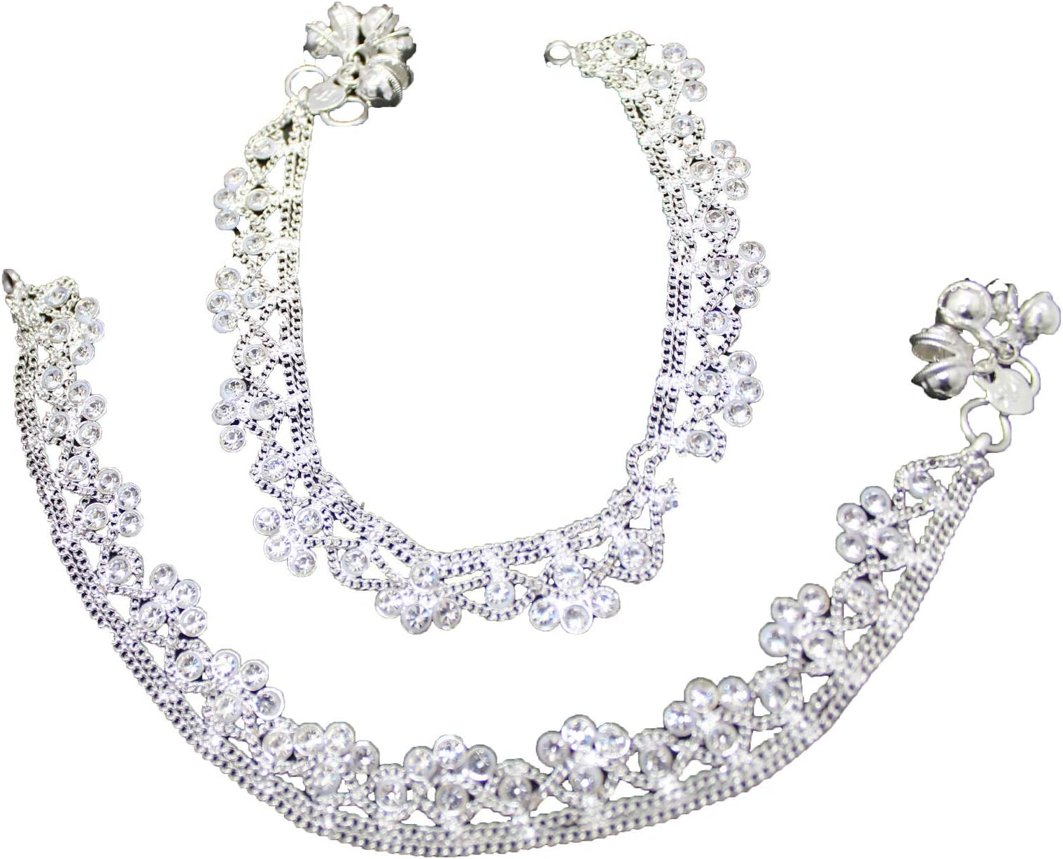 JSDTraditional Silver Plated Anklet Set for Women and Girls