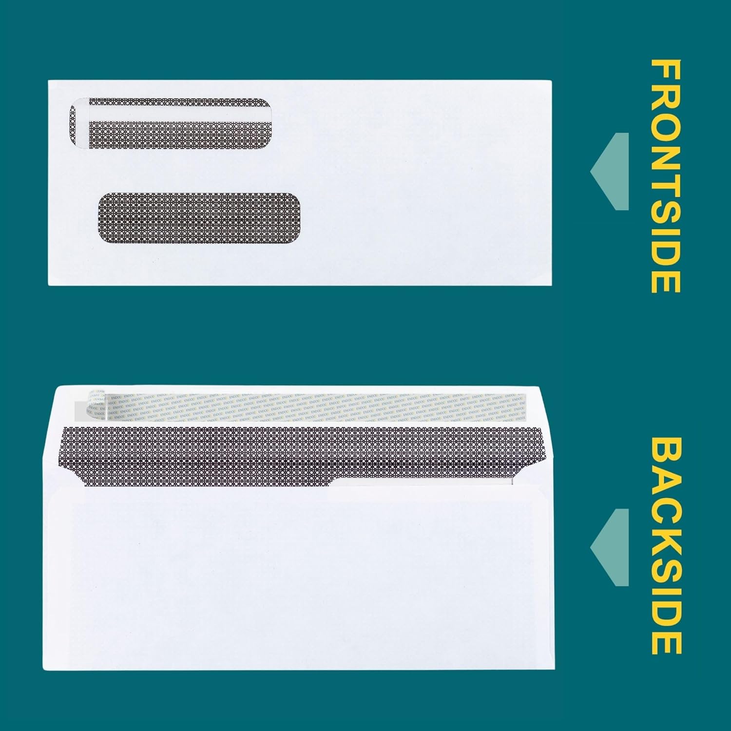 EnDoc #8 Double Window Envelopes Self Seal - Security Check Envelopes - 100 Count - 8 5/8 x 3 9/16 Inches - Designed for QuickBooks Checks, Computer Printed Checks - Privacy Tinted Business Envelopes - Image 2