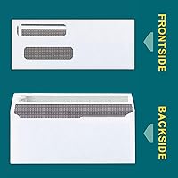 Vista 2 de EnDoc Sobres de doble ventana #8 autosellables, sobres de cheques de seguridad, 50 unidades, 8 5/8 x 3 9/16 pulgadas, diseñados para cheques