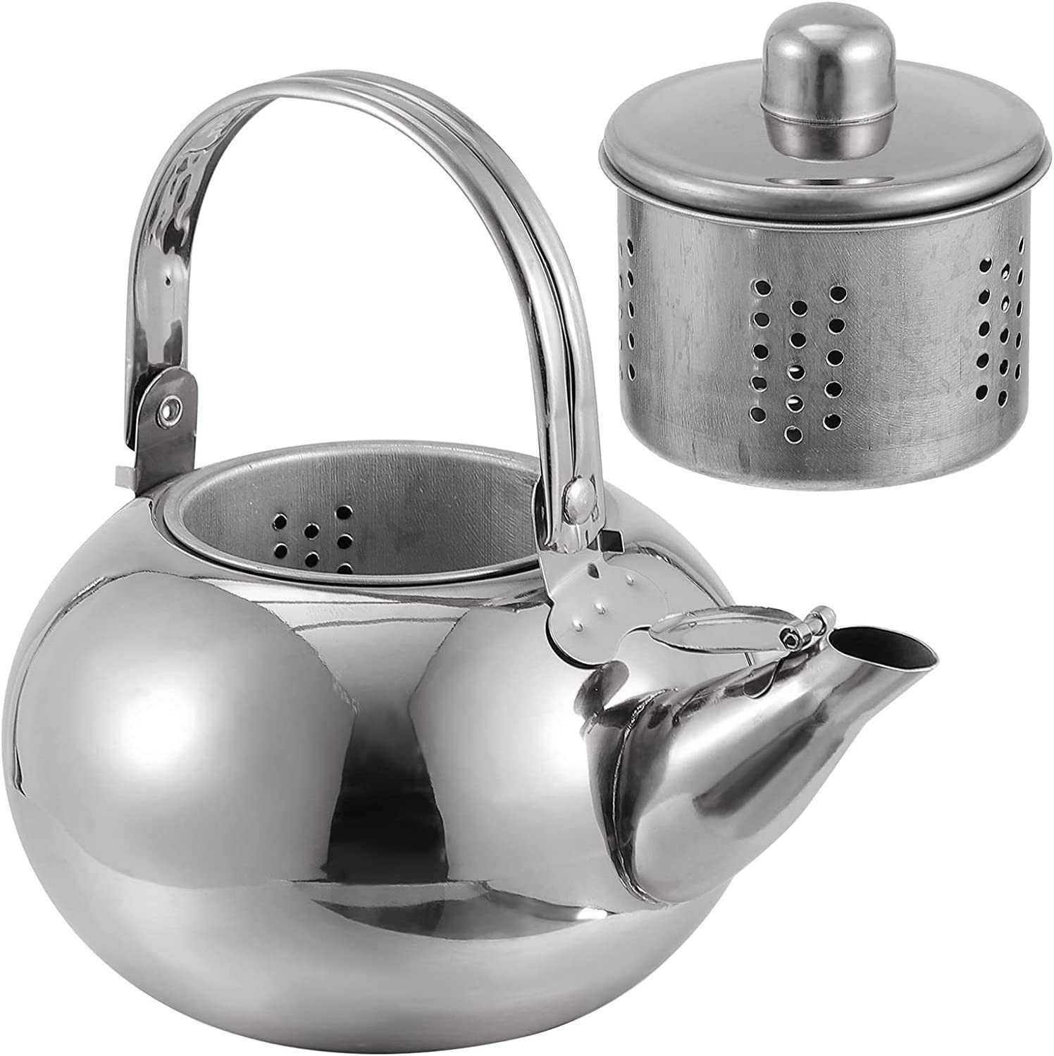 Czajnik z Gwizdkiem Zagęścić Czajnik Do Herbaty Ze Stali Nierdzewnej Teakettle Przenośny Czajniczek Z Siatką Filtrującą Do Kuchni Gwizdanie Czajnik Czajnik Kuchenek(Gold,1.3L)