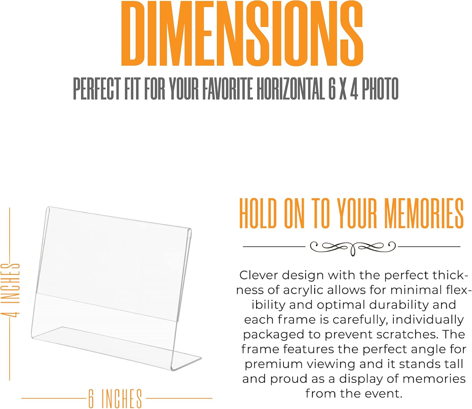 Photo Booth Nook | 4x6 Acrylic Sign Holder (24 Count) | Crystal Clear Acrylic Picture Frames 4x6 | Bulk Picture Frames | Vertical Orientation