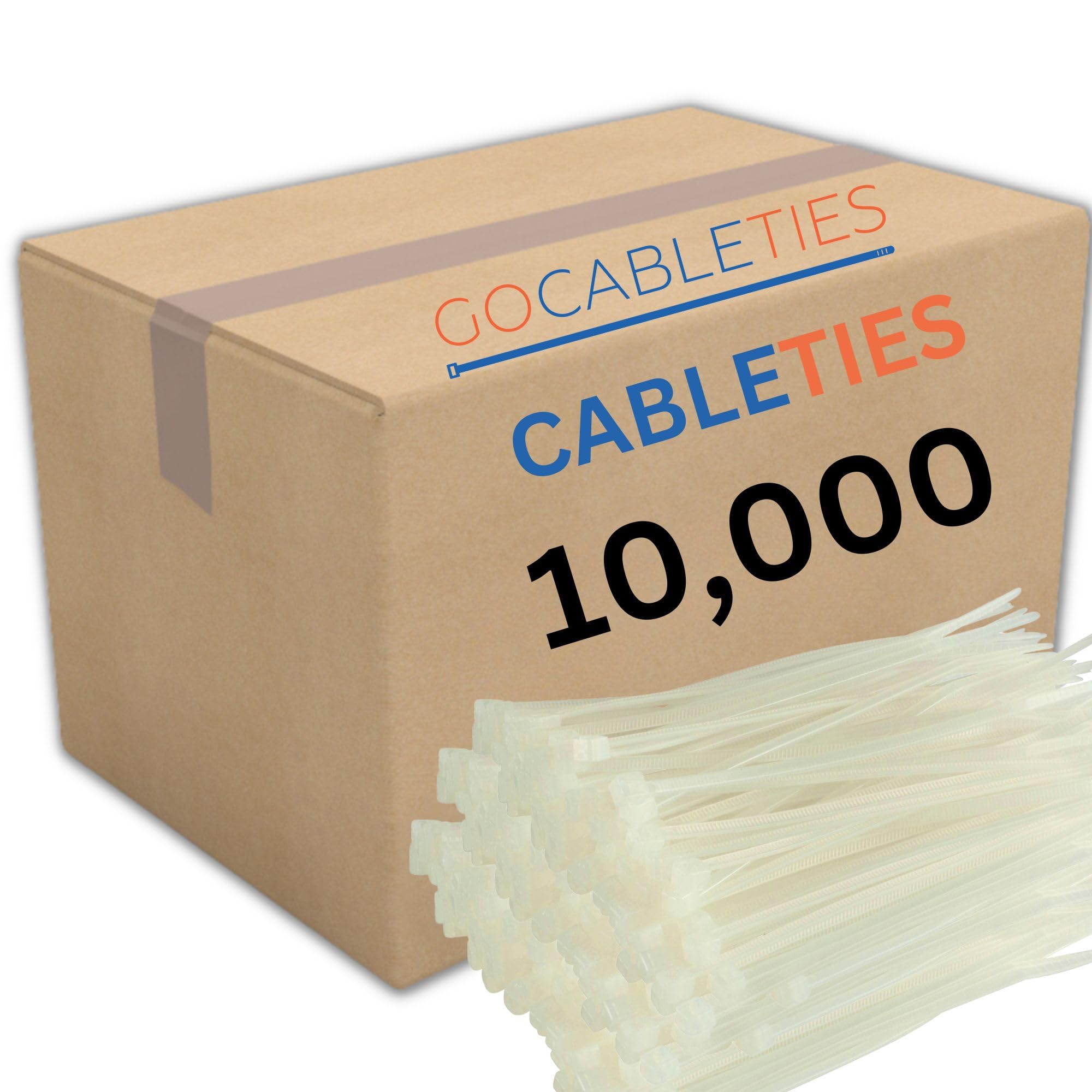 Gocableties Small White Cable Ties, 150mm x 3.6mm, Bulk Pack of 10,000, 6” Premium Nylon Zip Ties Clear/Natural, Plastic Tie Wraps, Secure Self-Locking Mechanism, for Home, Garden, Office and DIY — image 1