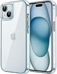 JETech Capa para iPhone 15 6,1 Polegadas, Case Protetora de Telefone à Prova de Choque Não-Amarelecimento, Capinha Parte Traseira Transparente Anti-Riscos (Azul)