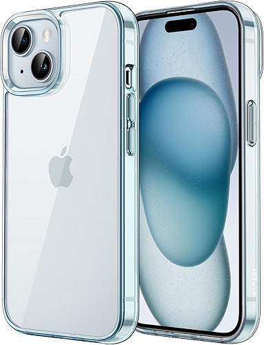 JETech Capa para iPhone 15 6,1 Polegadas, Case Protetora de Telefone à Prova de Choque Não-Amarelecimento, Capinha Parte Traseira Transparente Anti-Riscos (Azul)