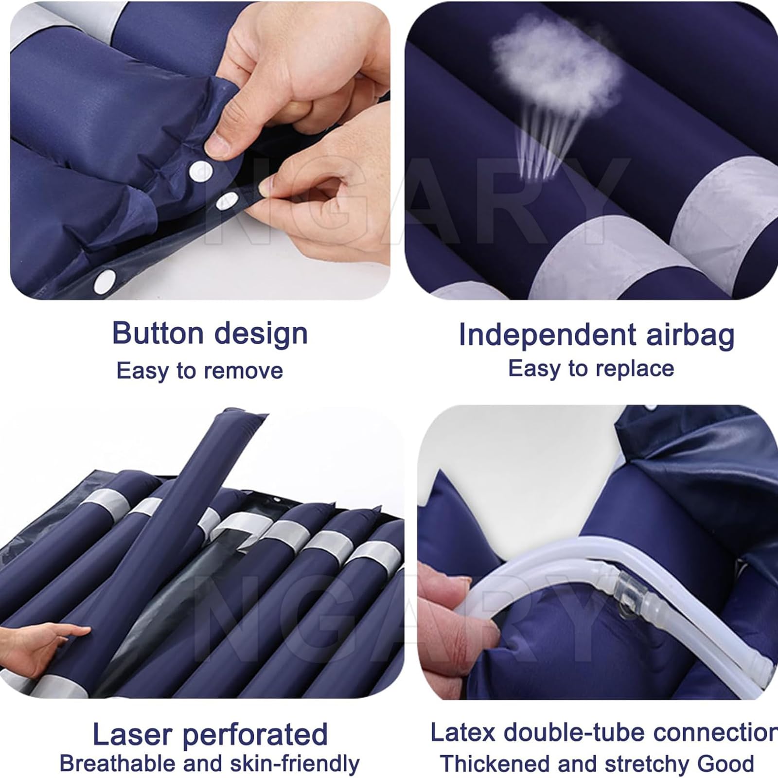NGARY Cojín Inflable para Silla De Ruedas, Almohadilla Inflable para Silla De Ruedas, Bomba De Presión Variable Y Diseño De Aire Cerrado, Durante Los Puntos De Presión para El Cuidado Posoperatorio.