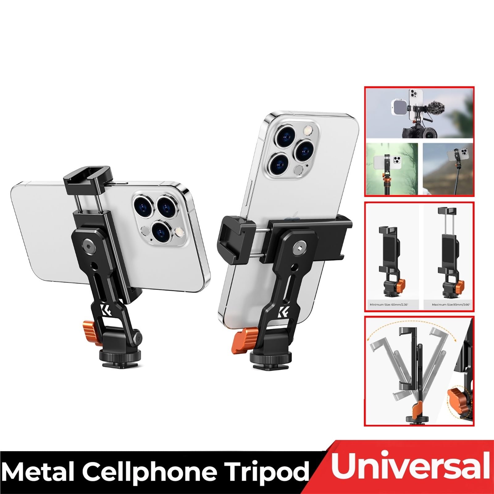 Supporto Telefono Bici Supporto Universale per treppiede in Metallo per Telefono, Supporto per Smartphone, Supporto Regolabile per Cellulare, per Tutti i telefoni