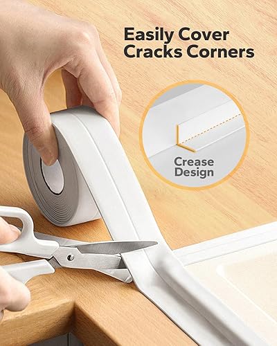 Miniatura 2 de Kakoka Tira de calafateo para inodoro (10.5 pies), cinta de calafateo blanca impermeable para inodoro, cinta de PVC autoadhesiva para inodoro