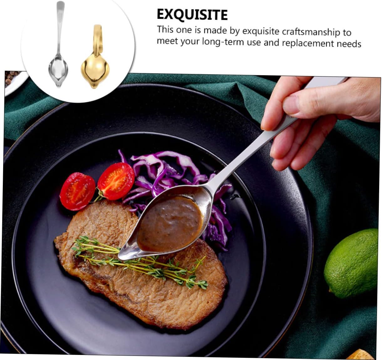 2 Piece Stainless Steel Sauce Ladle Spoon for Gravy Serving