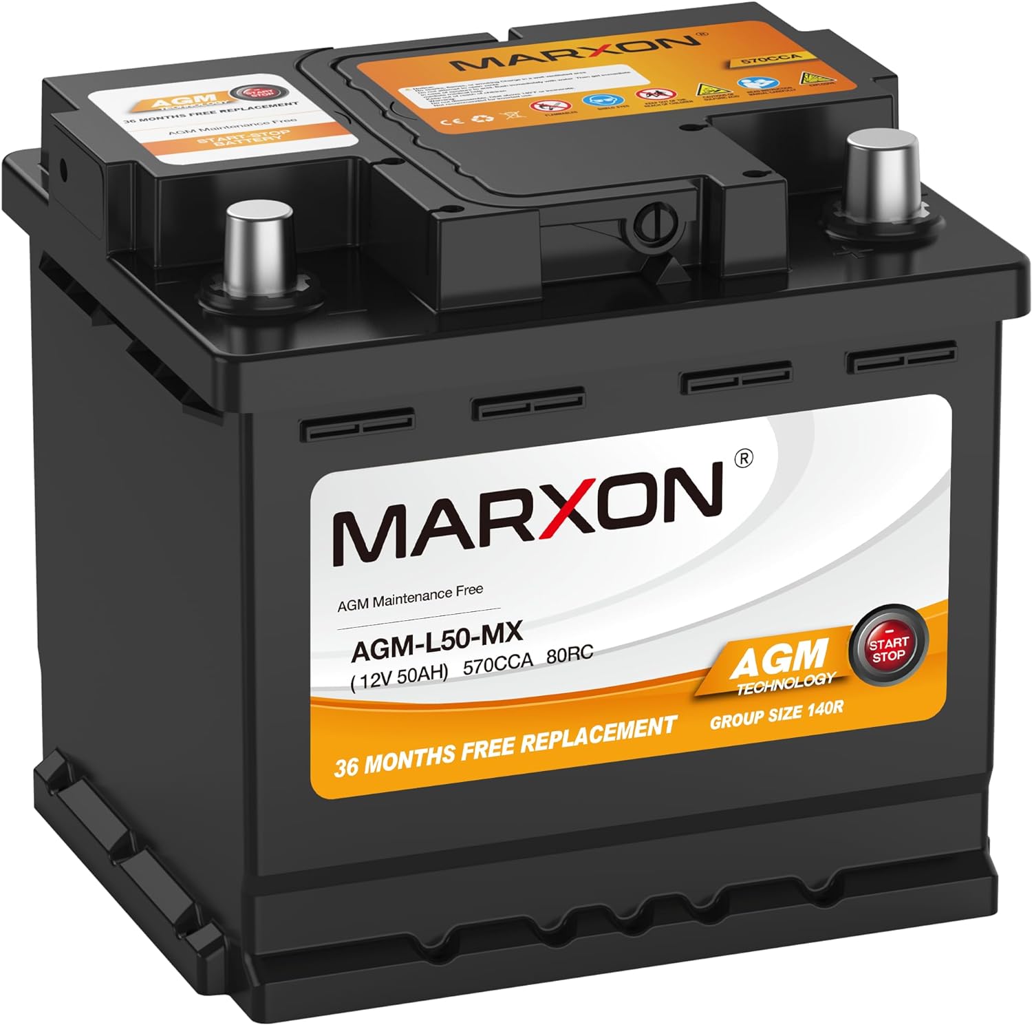 MARXON Group 140R H4 LN1 12V 50Ah AGM Start-Stop Car Battery