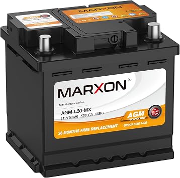 MARXON Group 140R H4 LN1 Car Battery 12v 50AH 570CCA AGM Maintenance Free