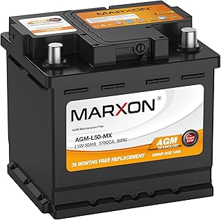 MARXON Group 140R H4 LN1 Start and Stop Car Battery 12v 50AH 570CCA AGM BCI140R Maintenance Free Automotive Replacement Batteries