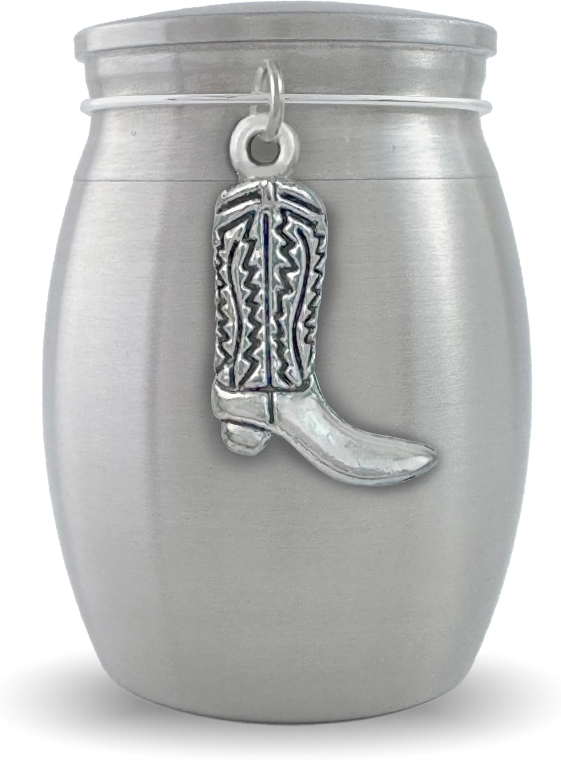 Small Mini Cowboy Boot Keepsake Memorial Cremains Holder Container Jar Vial Brushed Stainless Steel Cremation Funeral Urn Rodeo Texas Western