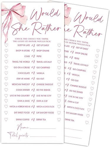 Miniatura 13 de Juegos de boda con lazo rosa, He Said She Said - Juegos de boda para 25 invitados, tarjetas de fiesta de compromiso, suministros de compromiso y