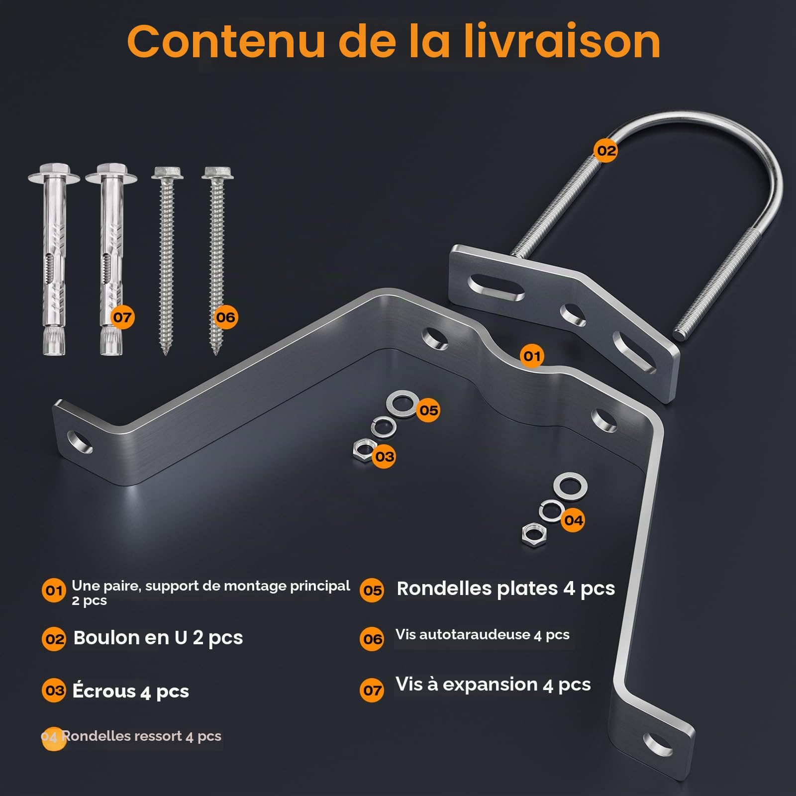 SS304 Support mural HQ 10 cm – Attache de pôles ou pôles jusqu'à 50 mm pour satellite Bowl/antenne radio DVB-T2/antenne LTE/parasol/pare-soleil