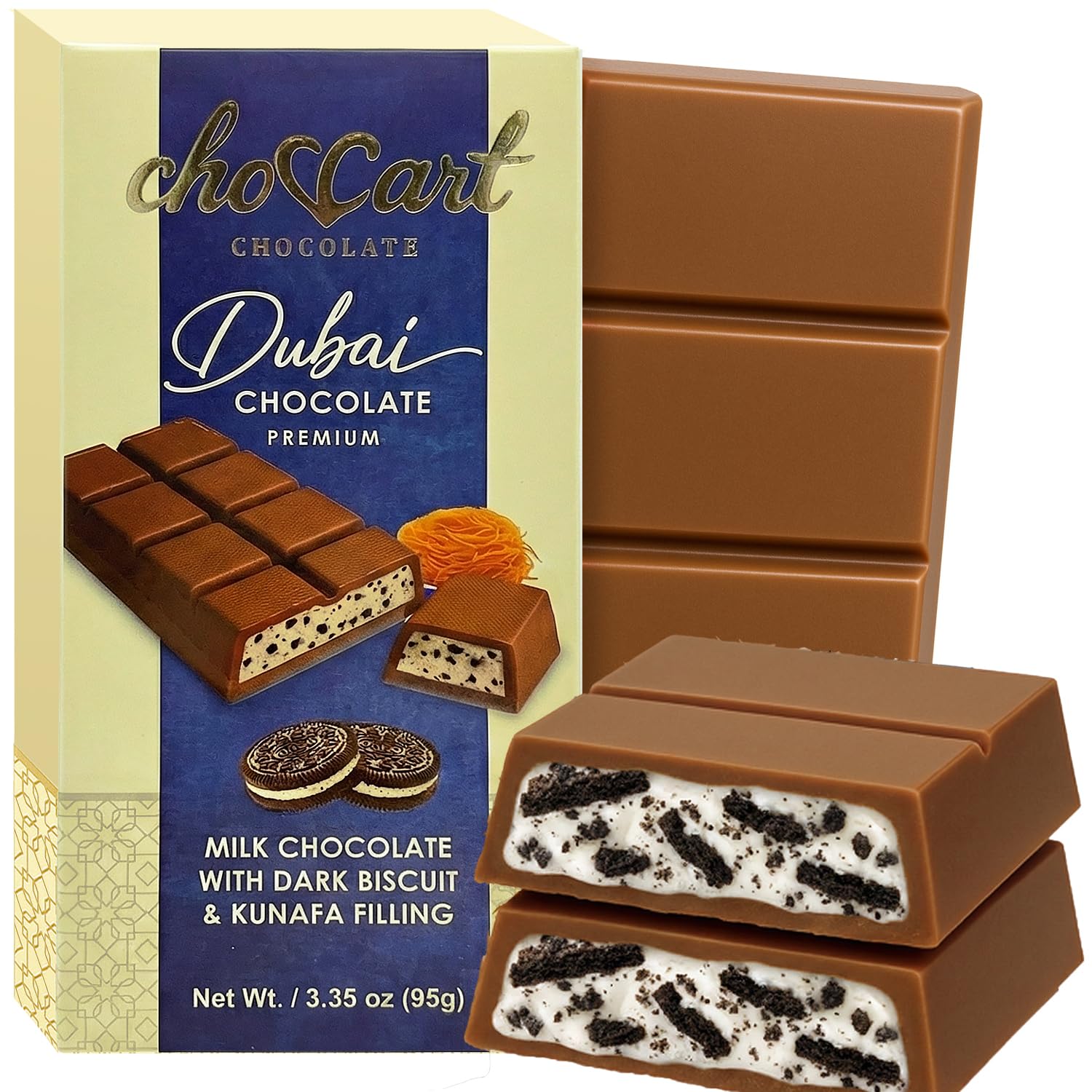 Dubai Chocolate Bar Variety Pack 5 Pcs – Pistachio Kunafa, Lotus, Angel Hair & Strawberry Cheesecake Chocolate Gift Box | Assorted Gourmet Middle Eastern Chocolates