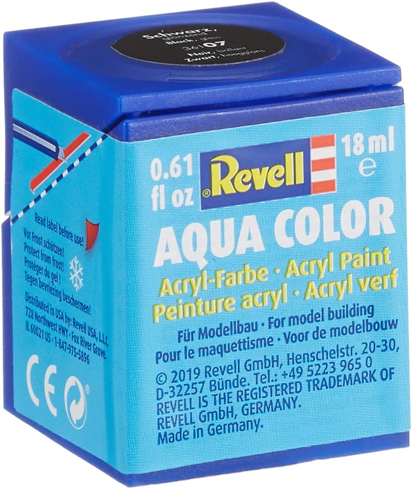 Revell - Su Bazlı Maket Boyası Siyah Parlak 18 Ml (36107)