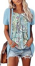 ONLYSHE Womens Shirts Cute Summer Lightweight Tunic Flowy Tops Short Sleeve Blouse Dressy Casual