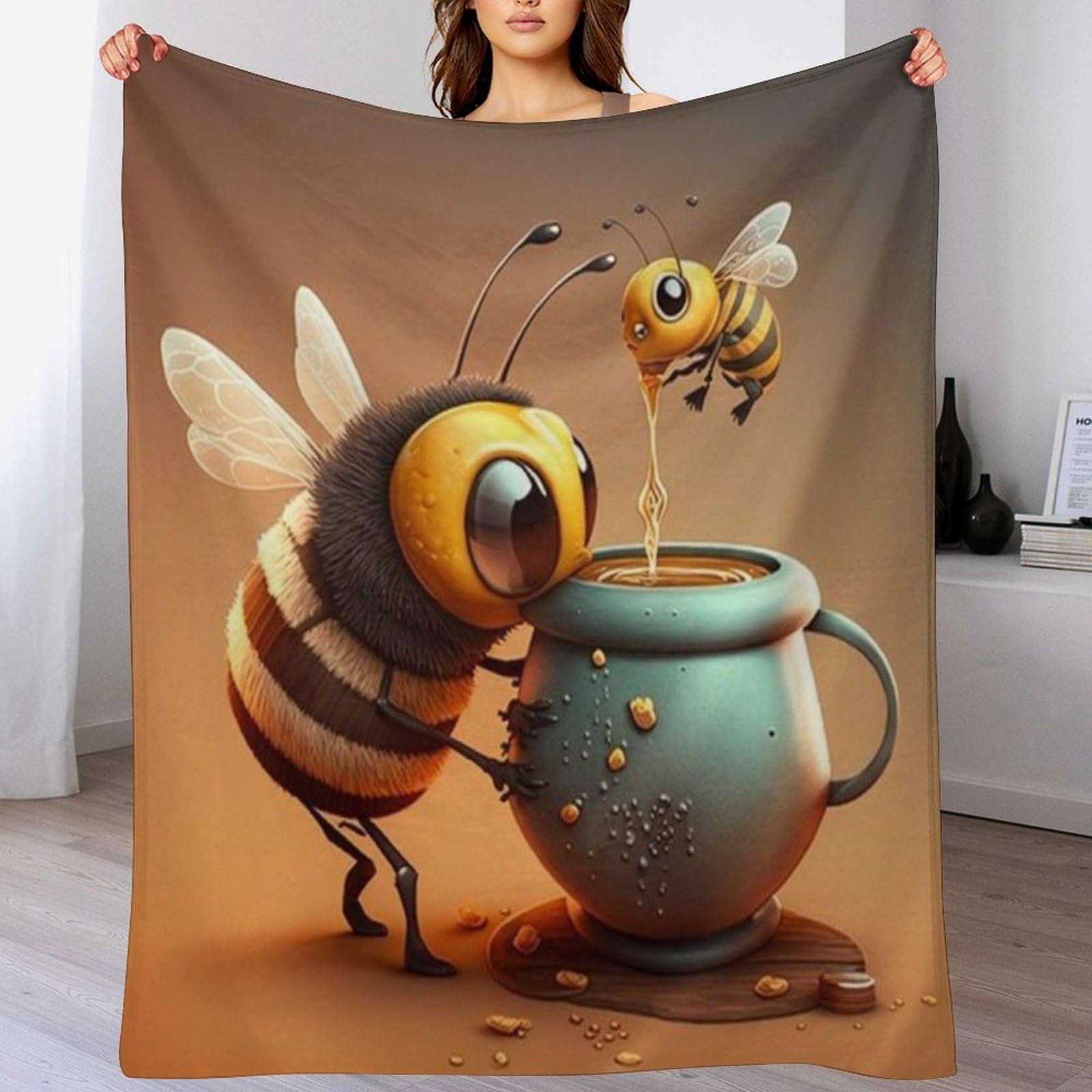 Couverture de canapé salon Abeille en flannel douce haut de gamme
