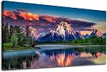 Tigeridge Moon Mer Mur Art Moonlit Ocean Mur Décor Bleu Seascape Nuit Ciel Canvas Photos Lune Brillante Lumière Mer Nature Paysage Peinture Imprimé pour Salon Chambre Décoration Murale 50X100CM