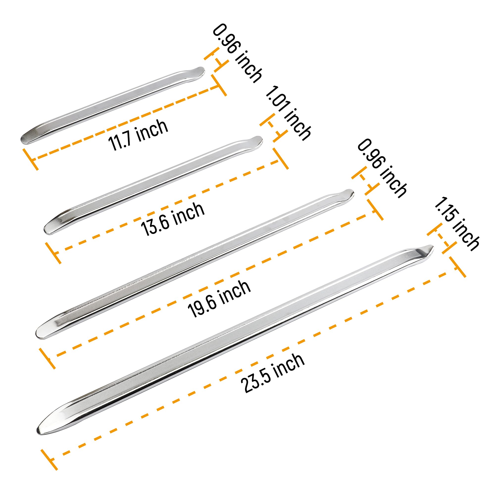 Reifenheber-Set, 30,5 cm, 4-teilig, 30,5 cm, 50,8 cm, 61 cm, 4-teilig, Reifenwechselwerkzeug mit aufrollbarer Tasche für Auto, Fahrzeug, Fahrrad, Motorrad, Reifenwechsel