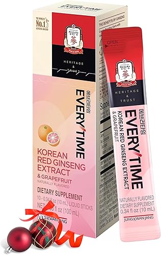 JUNG KWAN JANG Everytime - Extracto de ginseng rojo coreano de 1,000 mg y pomelo  Bebida energética vegana con raíz de ginseng suplementos líquidos