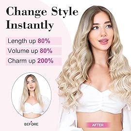 REECHO 16 1-Pack 3/4 Full Head Curly Wavy Clips in on Synthetic Hair Extensions HE008 Hairpieces for Women 5 Clips 3.9 Oz per Piece - Natural Black