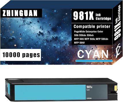 Remanufactured 981X 981 High Yield Cyan Ink Cartridge for HP PageWide Enterprise Color 556 556dn 556xh MFP 586 MFP 586z MFP 586dn MFP 586f Printer