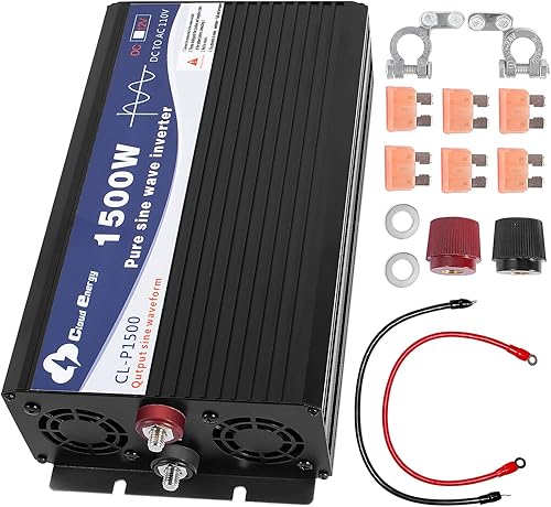 Cloudenergy Inversor de 1500 W inversor de onda sinusoidal pura CC a CA 12 V a 110 V inversor solar convertidor de energía con varias salidas 12