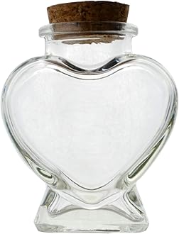 FJNATINH Heart Glass Bottle with Cork Stopper, 50ml Small Decorative Jars for Home Decor DIY Art Crafts, Mini Cute Message Wish Bottle,Wedding Gift, Honeymoon Bridal Gift Party Supplies (Love Shape)