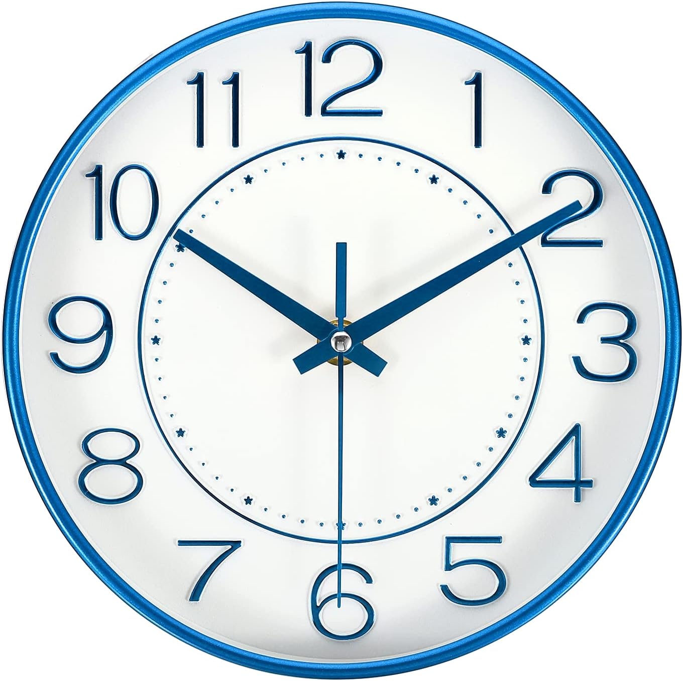 PATIKIL 20cm Wall Clock Battery Operated Silent Non Ticking Round Modern Wall Clock for Kitchen Office Bedroom Decoration Blue