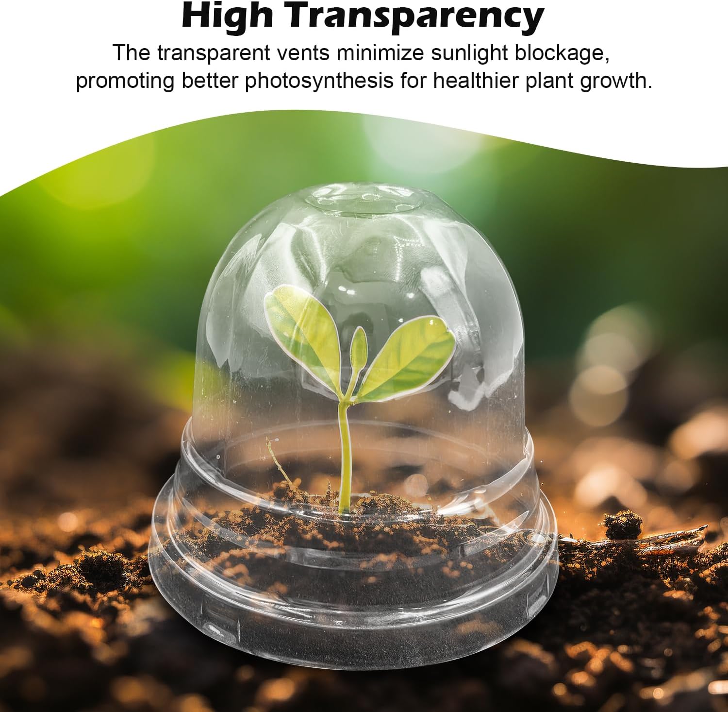 Humidity Domes for 4 Inch Pots, 100 Pack Transparent Plant Dome Covers with Ventilation, Clear Nursery Pot Domes for Seed Starting, Seedling Germination, and Gardening - Image 4