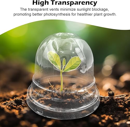 Miniatura 4 de RooTrimmer Macetas para vivero con cúpulas de humedad, 50 juegos de macetas suaves de 4 pulgadas para vivero de calidad (50 macetas rojas + 50 tapas