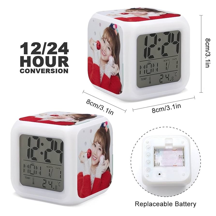 Amazon.co.jp: TWICE サナ 目覚まし時計 LED デジタル時計 12/24