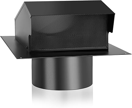 4 Inch Roof Vent Cap with Wind Damper and Mesh to Provide Flow of Fresh Air and Keep Critters Out,4 Inch Roof Exhaust Vent, Black