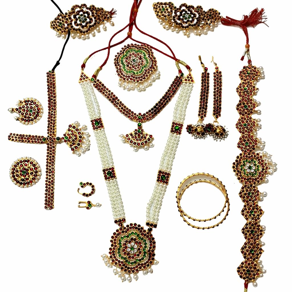 Elite Trading Bharatanatyam Dance Jewelry Set for Kids | Traditional Temple Design | Stage Performance Accessories, (6 to 14 years)-image-39