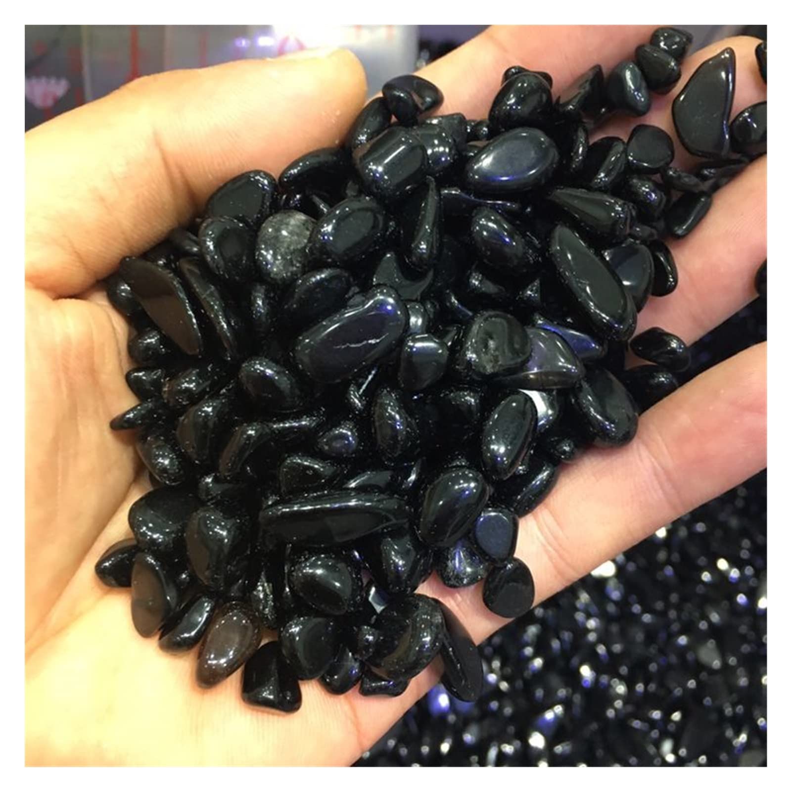 Raumdekoration Natürlicher schwarzer Obsidian-Trommelstein, polierte Kristallsteine, Dekoration, Geschenk (Size : 200g)