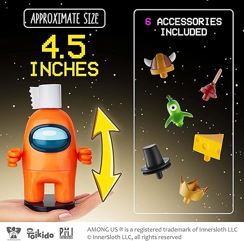 Miniatura 7 de Cuatro figuras de tripulación de Among Us con sellos  Juguetes de 4.5 pulgadas de alto Among Us + 10 sombreros y accesorios  Recuerdos de fiesta de