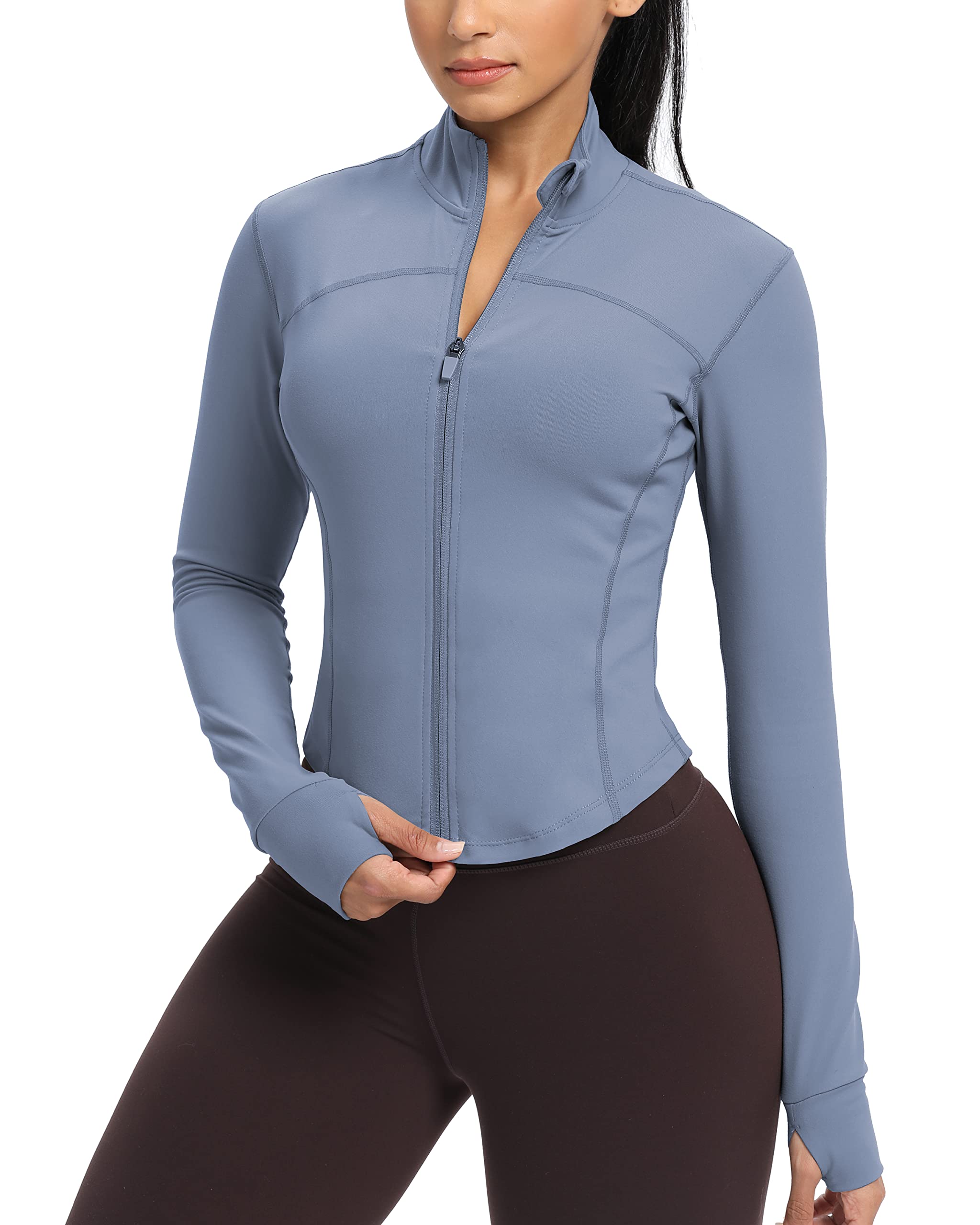 GYM RAINBOW Womens Zip Up Workout Jakcets Lightweight Slim Fit Running Athletic Jackets with Thumb Holes