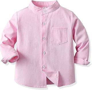 Camisa Niños Cardigan Camisa de Cuello Camisa Verano Bebé de Algodón de Color Sólido