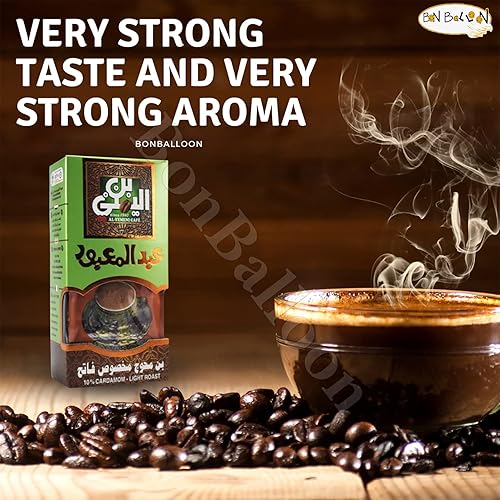 Miniatura 7 de EL - Café turco original yemení El Yemení ELYemeni, café árabe árabe, arábica, tostado molido de barro (10% de cardamomo tostado ligero (7 onzas