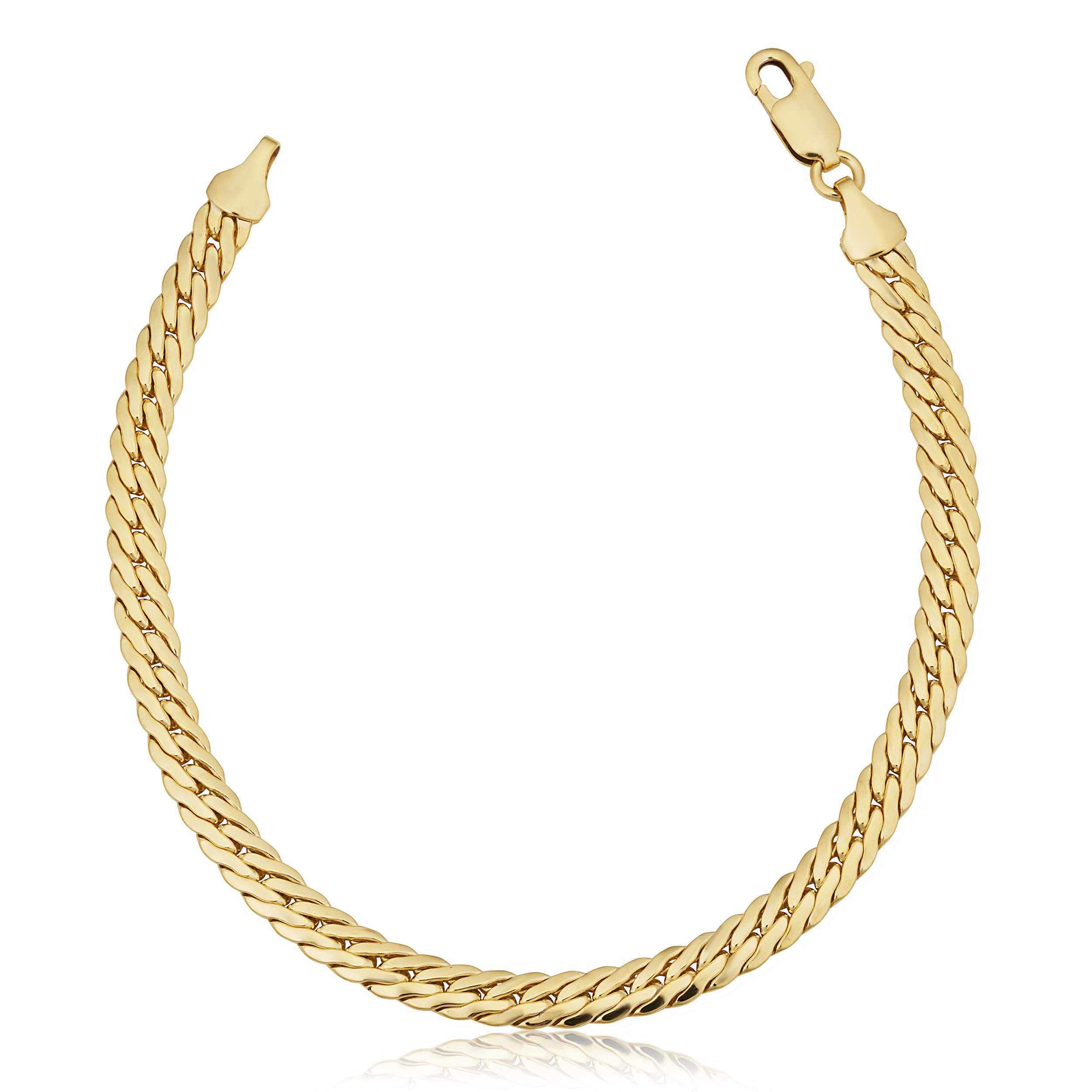 KooljewelrySolid 14k Yellow Gold Filled Bombay Curb Chain Bracelet for Men and Women (4.8 mm, 7.5 inch)